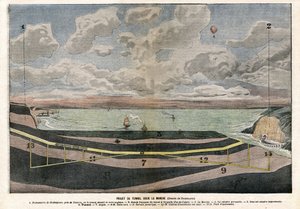 Channel Tunnel Project between Dover and Sangatte by Eugene Damblans