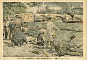 Illustration of Eugene Damblans in Le Pelerin, 23/06/05 - In summer, many Parisians invade the banks of the Seine and throw their line and... take nothing