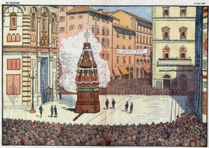 Scoppio del Carro (explosion of the cart) folk event of the city of Florence - illustration by Damlans of April 1928