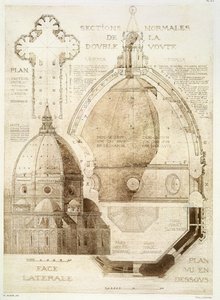 Plan, Section and Elevation of Florence Cathedral, from 