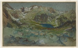 View of the Lac d’Espingo and the Cirque d’Espingo in the Pyrenees by Eugene Emmanuel Viollet le Duc