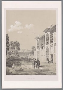 View in the Garden of the Arg of Karim Khan by Eugene Flandin