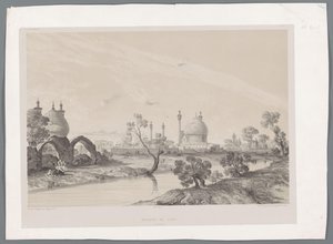 Mosque of the Shah or Royal Mosque in Isfahan by Eugene Flandin