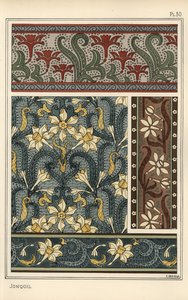 Jonquil, Narcissus jonquilla, as Design Motif in Wallpaper and Fabric Patterns by Eugene Grasset