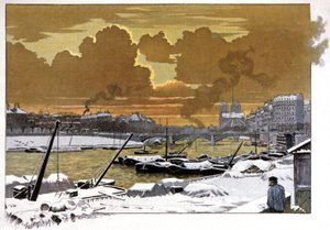 Paris, Barges Under the Snow at the Pont de Sully, c.1905