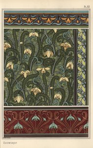 Snowdrop, Galanthus Nivalis, as Design Motif in Wallpaper, Borders and Fabrics by Eugene Grasset
