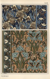 Snowdrop, Galanthus Nivalis, as Design Motif in Wallpaper, Borders and Fabrics by Eugene Grasset