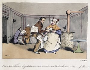 Forest cartoon standing in a French cafe by Eugene Hippolyte Forest