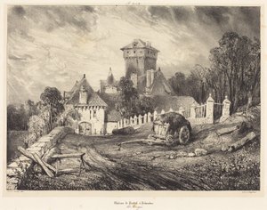 Château de Pesteil in Polminhac by Eugene Isabey