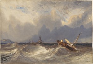 Fishing Boats Tossed before a Storm