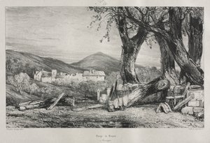 Picturesque and Romantic Journeys in Old France: Auvergne (vol. II), Gorge of Royat, Plate 79 by Eugene Isabey