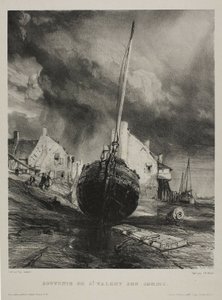 Souvenir of St. Valéry-sur-Somme (plate three from Six Marines) by Eugene Isabey
