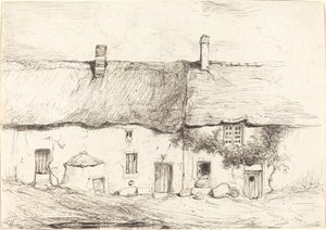 Two Cottages by Eugene Isabey