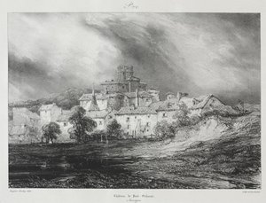 Picturesque and Romantic Voyages in Old France, Auvergne: Château de Pont-Gibaud by Eugene Isabey