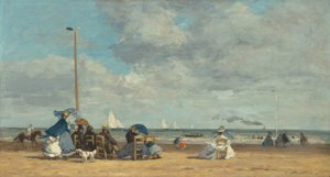 Beach at Trouville by Eugene Louis Boudin