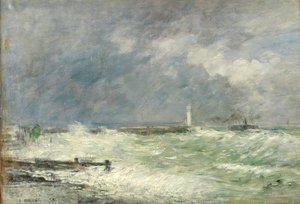 Entrance to the Harbour at Le Havre in Stormy Weather