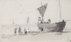 Fishing Boat on the Beach by Eugene Louis Boudin