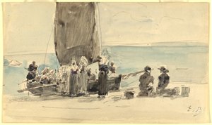 Loading the Boats by Eugene Louis Boudin