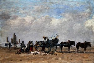 The Fish Cart, Berck by Eugene Louis Boudin