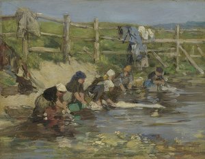 Washerwomen by the River by Eugene Louis Boudin