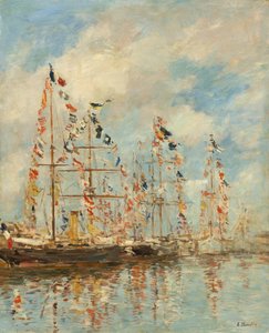 Yacht Basin at Trouville-Deauville by Eugene Louis Boudin