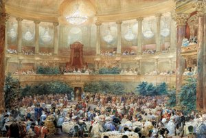 Dinner Offered by Napoleon III to Queen Victoria in the Opera Room of Versailles on August 25 by Eugene Louis Lami