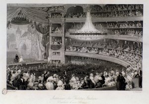 Ovation of an actor during a performance at the Theatre des Italians in Paris. Engraving by Eugene Louis Lami (1800-1890) 1843 Private collection