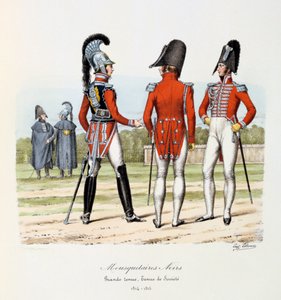 Mousquetaires Noirs, Grande Tenue and Tenue de Société, 1814-15 by Eugene Titeux