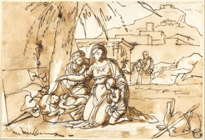 Madonna and Child, Saint Anne and Infant Saint John, with Saint Joseph in Background by Eugenio Agneni