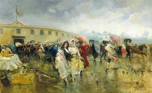Outside the Plaza de Toros, Madrid, 1897 by Eugenio Lucas Villamil