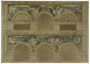 Sketch for one of the introductory salons of the Hôtel de Ville de Paris: Le Travail. Les Réjouissances. La Charité, in 1892