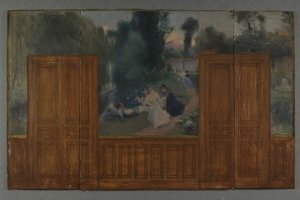 Sketch for the Créteil town hall: Landscape - Banks of the Marne seen from the Ile Sainte-Catherine bridge