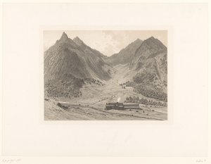 Mountain Landscape with House in Alpine Meadow