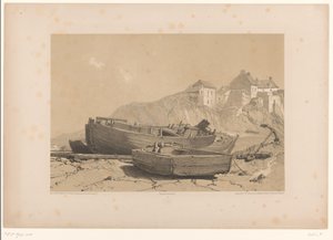 Rocky Coast with Boats and Fishing Village by Eugène Cicéri (attributed to)
