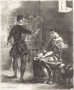 Hamlet and Ophelia Act III, Scene I, 1834-1843 by Eugène Delacroix