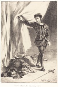 Hamlet and the Body of Polonius (Act III, Scene IV) by Eugène Delacroix