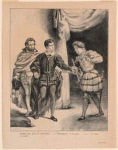 Illustration for Hamlet: Hamlet and Guildenstern (III,2) by Eugène Delacroix