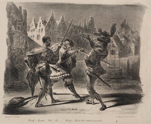 Illustrations for Faust: Duel of Faust and Valentin by Eugène Delacroix