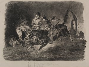 Illustrations for Faust: Faust and Mephistopheles Horse Riding on the Sabbath