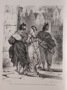Illustrations for Faust: Faust Seeks to Allure Marguerite by Eugène Delacroix