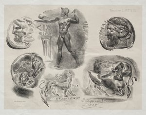 Sheet with Six Antique Medals by Eugène Delacroix