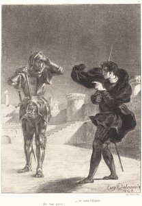 The Ghost on the Terrace (Act I, Scene V) by Eugène Delacroix