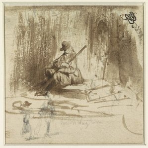 Sketches of a Seated Man and Two Standing Figures by Eugène François de Block