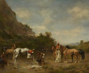 Arabs Watering Their Horses, 1872 by Eugène Fromentin