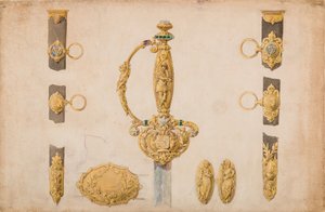 Design for a Sword Hilt, Scabbard, and Belt Fittings by Eugène Julienne.