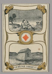 The Flood, Playing Card from Set of "Cartes héroïques" or "Des grands hommes" by Eugène Moreau