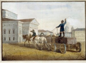 Transport of Granite Blocks on the Theatre Square in Saint Petersburg by Eugéne Pluchart