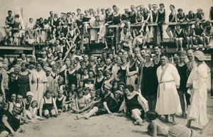 Large Group of People at the Seaside by European Photographer