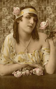 Woman Posing with Flowers by European Photographer