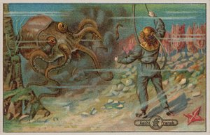 A Diver Threatened by an Octopus by European School